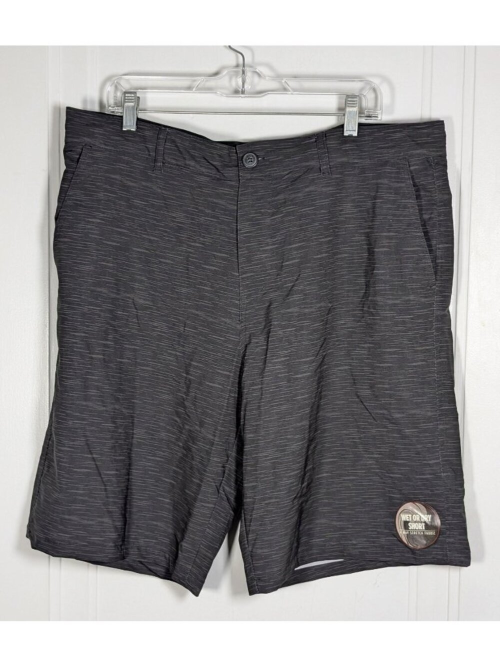 OP Flex Men's Size 38 4-way Stretch Board Shorts Black Gray Heathered Wet/Dry